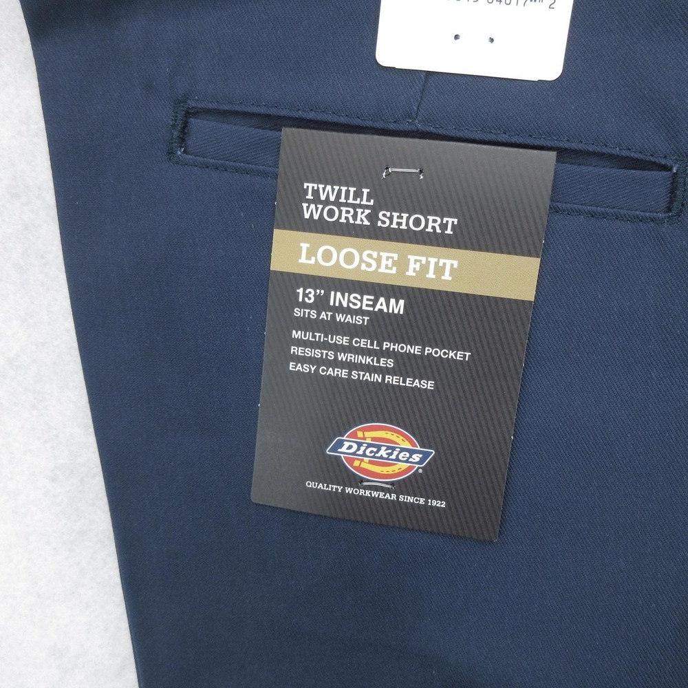 Dickies Twill Work Shorts Mens 32 Navy Loose Fit Cell Pocket Workwear New - Picture 4 of 8